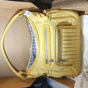 Brighton Paige Lemon Nylon Bag With Yellow Leather & Silver Trim w DustB…
